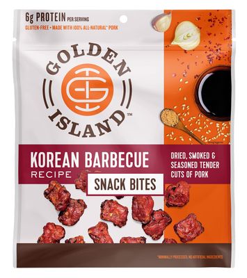 Golden Island Korean BBQ Pork Snack Bites, Specialty Meat Snack, Gluten Free with Korean Barbecue Seasoning, Good Source of Protein, Made with 6g of Protein Per Serving - 2.85 oz