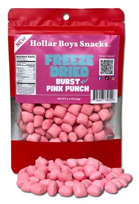 Hollar Boys Snacks Freeze Dried Burst Pink Punch Candy Resealable Bag (4oz)