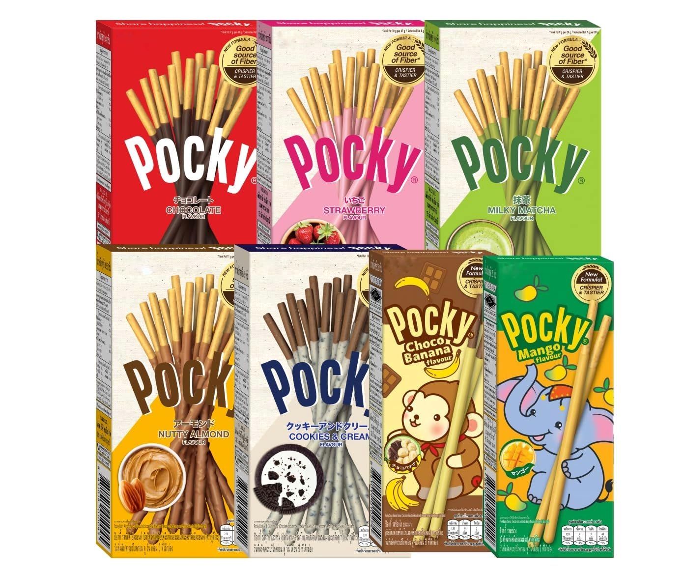 Biscuit Stick 7 Flavor Variety Pack (Pack of 7) Chocolate, Strawberry, Matcha Green Tea, Cookies &amp; Cream, Almond, Mango and Choco BananaWonder Package, Products of Thailand