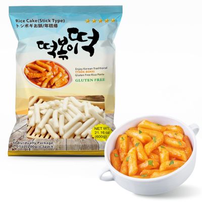 Fusion Select Korean Rice Cakes Tteokbokki Stick Vegan Non-GMO Gluten Free Tteok Pasta Asian Snacks &amp; Food, Gluten Free (1 Pack)