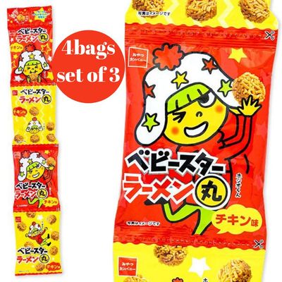 Senka Baby Star Ramen Mini Chicken Taste Fried Noodle Ball Snack 16g 4Bags Set Of 3
