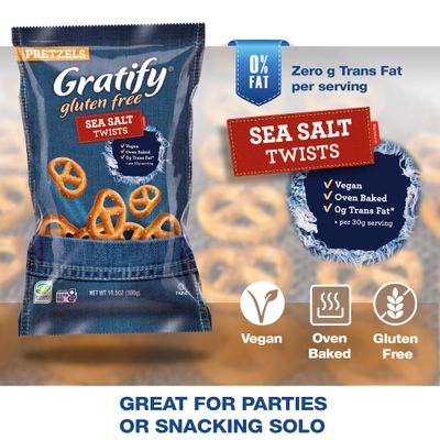 Osem Gratify Pretzel Sea Salt Twists 2 pack (10.5 ounce x 2) Vegan and Gluten Free Oven Baked Deliciousness