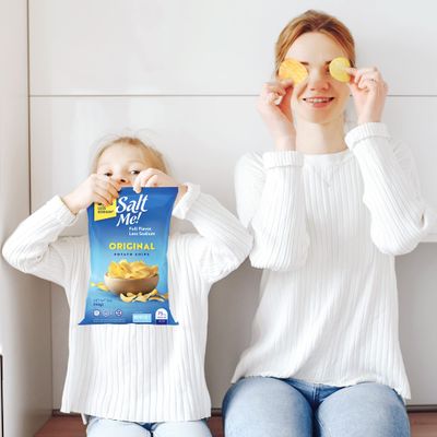 SaltMe Original Better For You Potato Chips - 6ct 5oz Bags - 50% Less Sodium, Kosher, Healthier Snack Pack- Best Full Flavor, Non-GMO, Gluten Free - Less Sodium, Same Flavor.