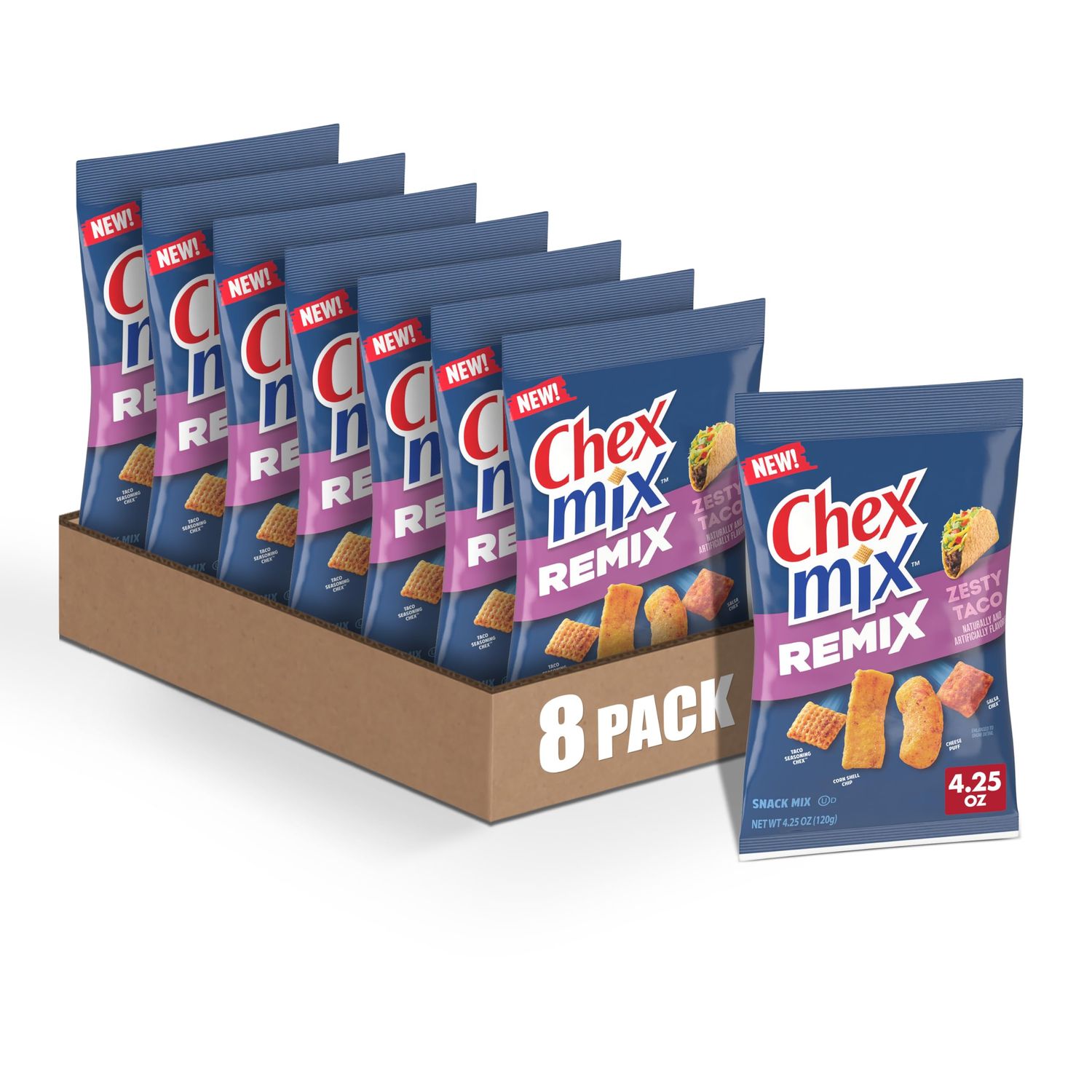 Chex Mix Remix Zesty Taco Snack Mix, 4.25 OZ (Pack of 8)