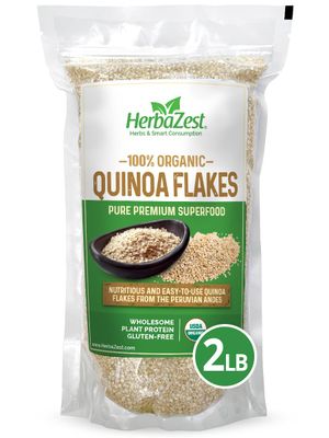 HerbaZest Quinoa Flakes (2 LB) - USDA Certified Organic - Vegan, Non-GMO &amp; Gluten Free - Pure Quality Superfood for Breakfast, Snacks, Desserts &amp; More