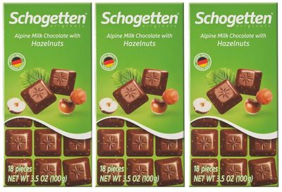Alpine Hazenut Roasted Milk Fine German European Chocolate 3.5 oz Bars - Snack Snacking Treat (SimplyComplete 3 Pack, Schogetten)