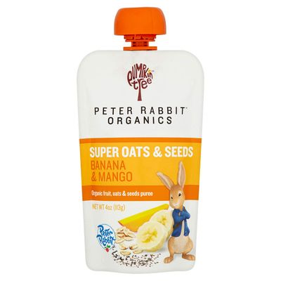 Pumpkin Tree Peter Rabbit Organics Super Oats &amp; Seeds, Puree Squeeze Pouch, Banana &amp; Mango, 4 Ounce (Pack of 10)