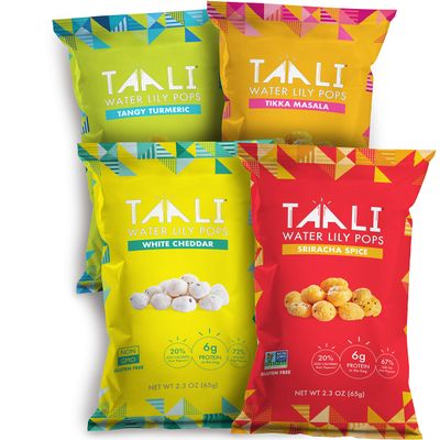 Taali Variety Pack Water Lily Pops (4-Pack) - Four Delicious Flavors. Now with Sriracha | Protein-Rich Roasted Snack | Non GMO Verified - 2.3 oz Multi-Serve Bags