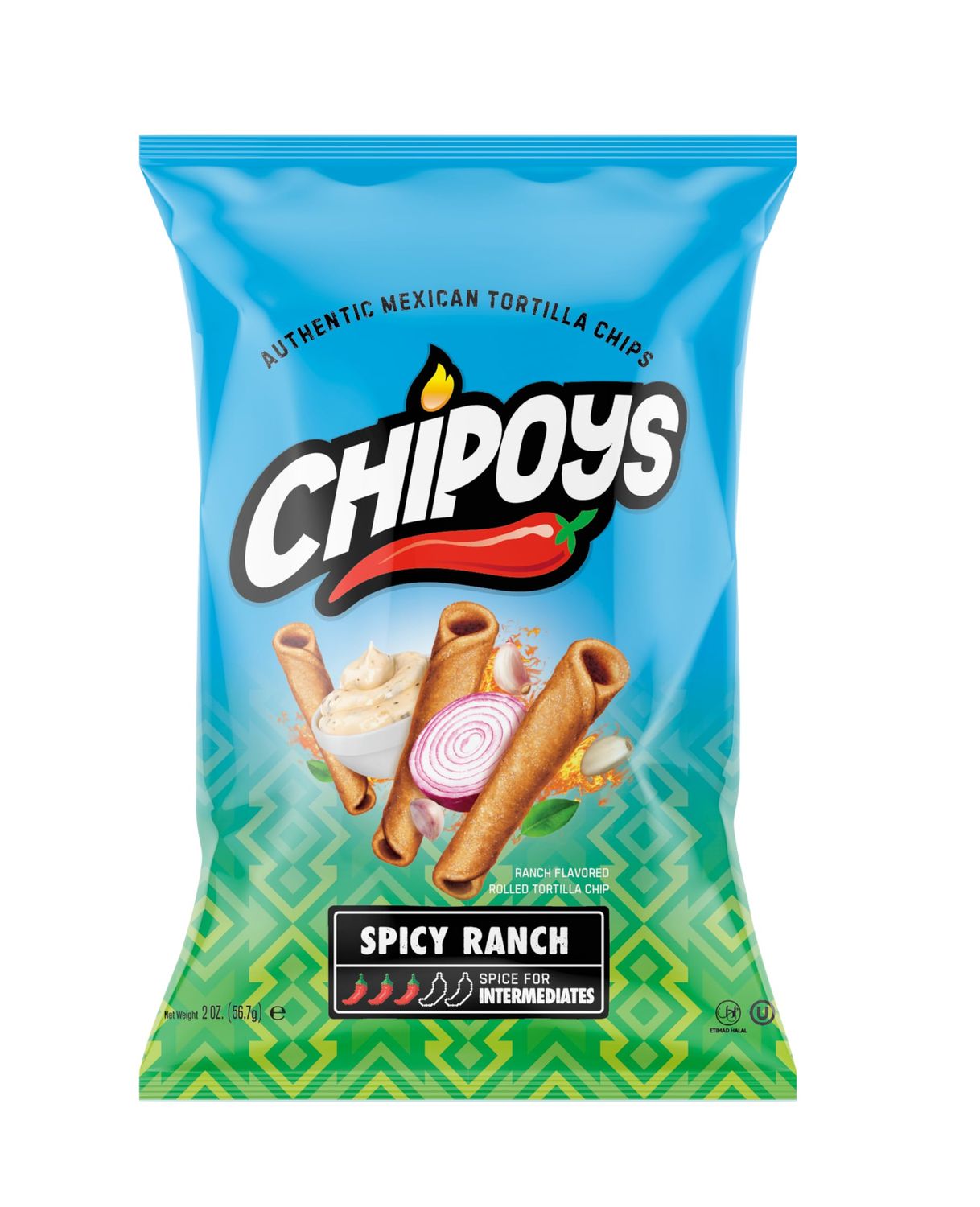Chipoys Spicy Classic Ranch Rolled Corn Tortilla Chips, Gluten-Free, No Trans Fat, High Protein, Low-Calorie Flavorful Mexican Snacks, Made of Premium Crunchy Maiz Chips with Natural Ingredients