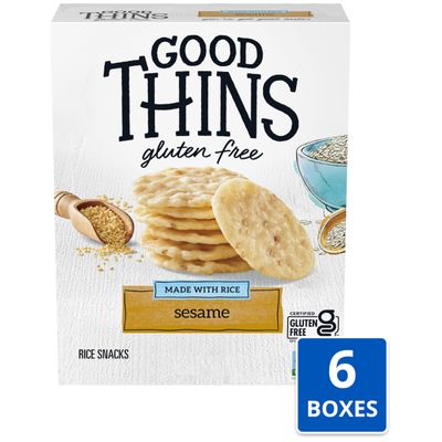 Good Thins Sesame Rice Snacks Gluten Free Crackers, 6-3.5 oz Boxes