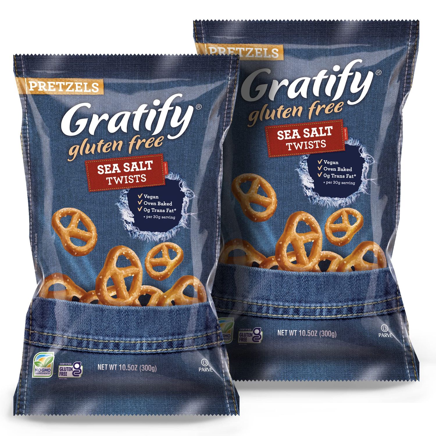 Osem Gratify Pretzel Sea Salt Twists 2 pack (10.5 ounce x 2) Vegan and Gluten Free Oven Baked Deliciousness