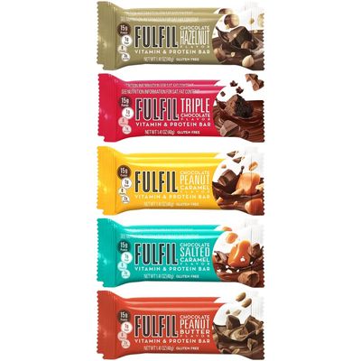 Generic Fulfill Protein Snack Bars, Nutrition Vitamin Bars, 5 flavor Variety Pack 15g Protein, (10 Pack)