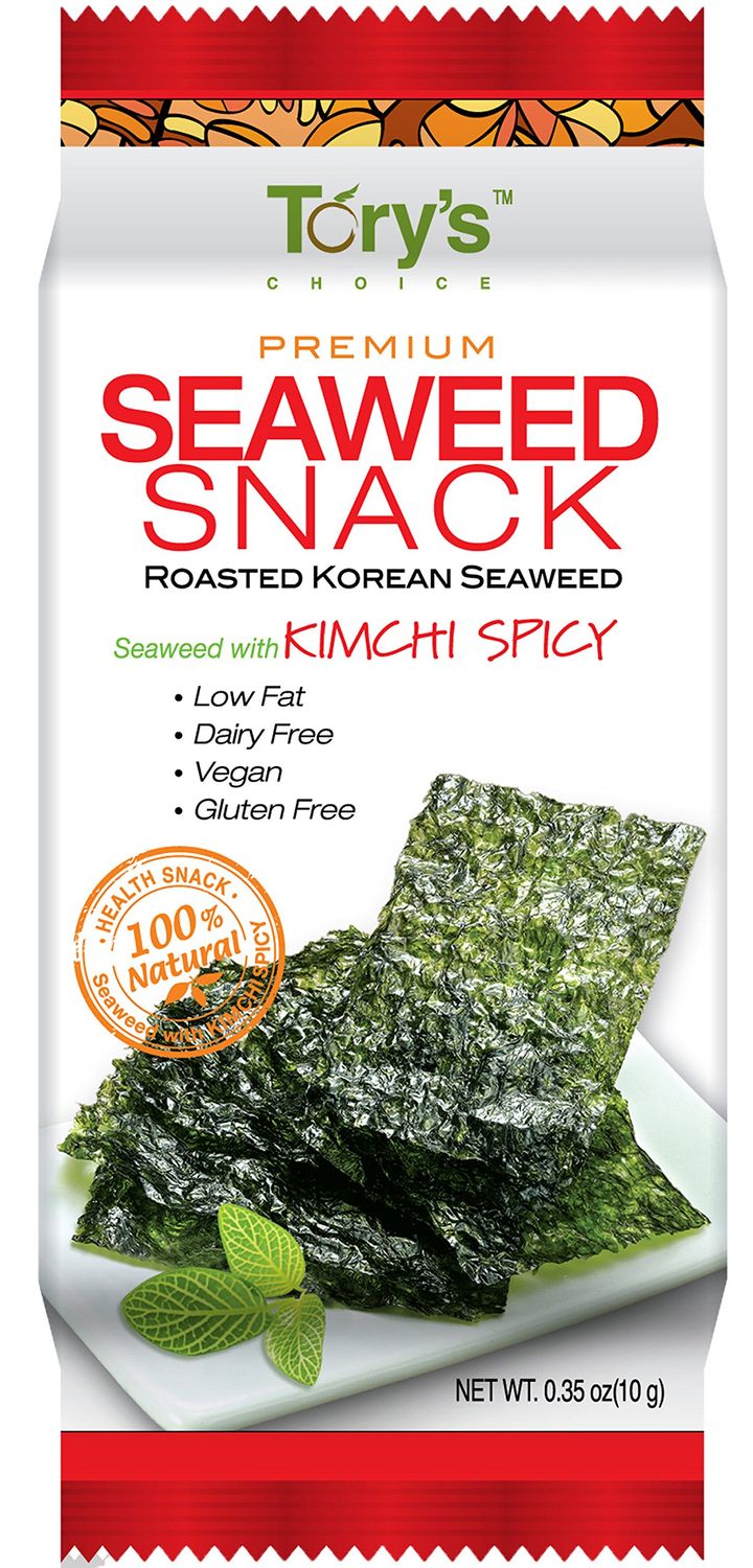 Tory&#39;s Choice Roasted Seaweed Snacks, Kimchi Spicy, 0.35oz (Pack of 10)