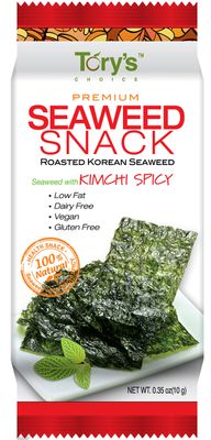 Tory&#39;s Choice Roasted Seaweed Snacks, Kimchi Spicy, 0.35oz (Pack of 10)