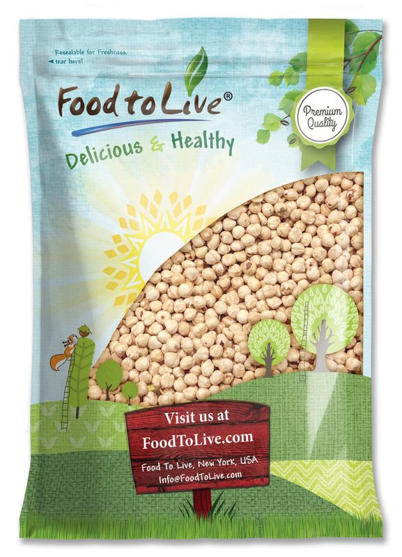 Food to Live Blanched Hazelnuts, 8 Pounds Raw Whole Filberts, No Skin, Unsalted, Unroasted Nuts, Vegan, Kosher. Keto. Good Source of Vitamins and Protein. Great for Baking, Granola &amp; Butter Making