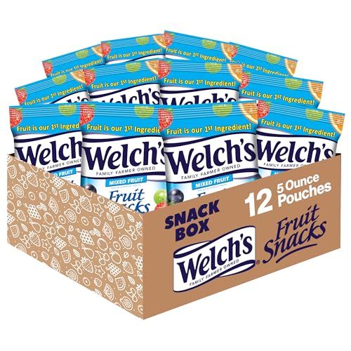 Welch&#39;s Fruit Snacks, Mixed Fruit, Perfect Stocking Stuffer, Gluten Free, Sharing Size Bags, 5 oz (Pack of 12)