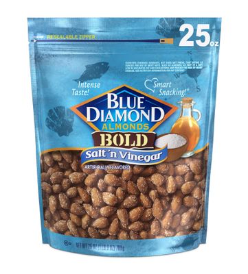 Blue Diamond Almonds Salt N&#39; Vinegar Flavored Snack Nuts, Resealable Bag,1.56 Pound (Pack of 1)