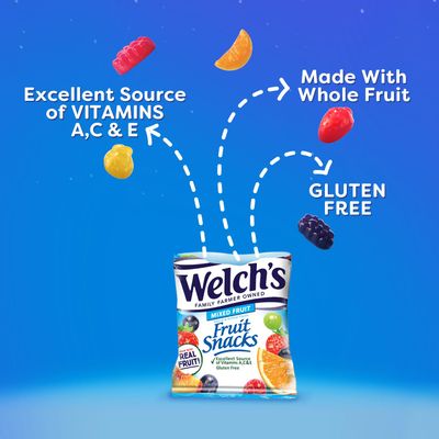 Welch's Fruit Snacks, Mixed Fruit, Perfect Stocking Stuffer, Gluten Free, Sharing Size Bags, 5 oz (Pack of 12)