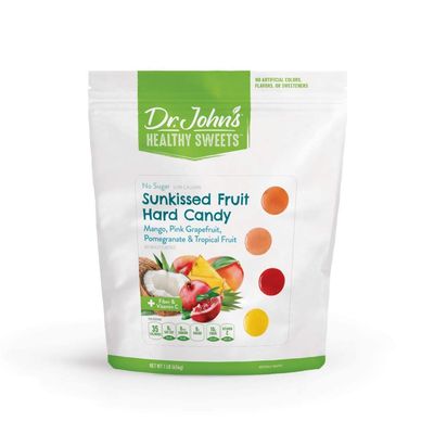 Dr. Johns Sugar Free Candy, Healthy Hard Candy with Zero Sugar, Low Calorie Snacks, Keto Friendly, Gluten Free, Sunkissed Fruit Flavors, 100 Count, 1 LB