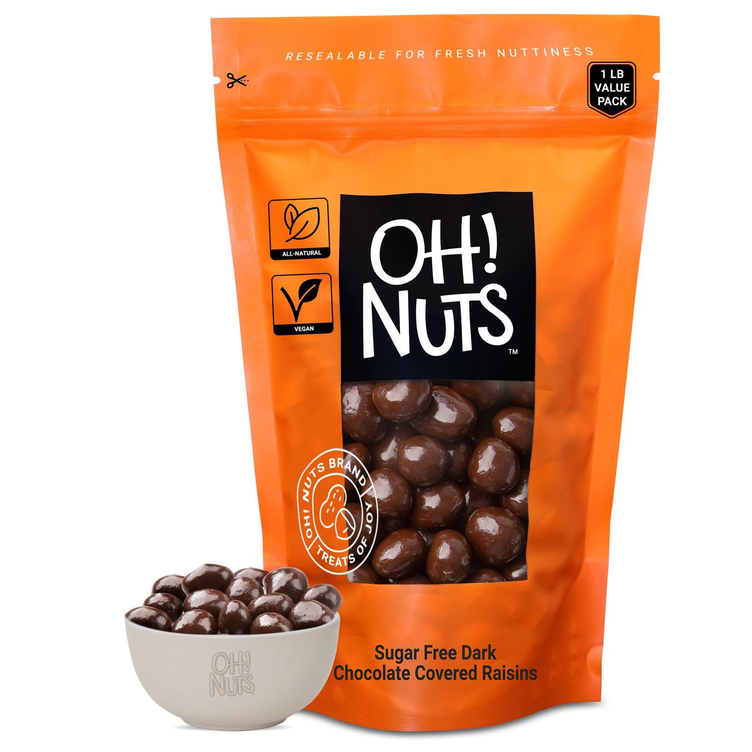 Dark Chocolate Covered Raisins | 1 lb - Dried Fruit | No Sugar Added | Dehydrated Fruit Bites | Packed in New York Zip-Seal Bag for Exceptional Freshness by Oh Nuts