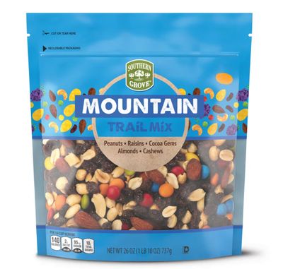 Southern Grove Mountain Nut Trail Mix With Peanuts, Raisins, Chocolate Cocoa Gem Candy, Almonds, Cashew 26 oz Bag - NO Artificial Colors, Flavors and High Corn Fructose Syrup