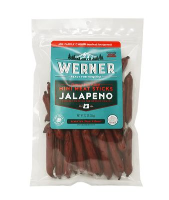 Werner Gourmet Meat Snacks, Jalapeno Mini Meat Sticks - 12 Ounce - Made in the USA, Resealable Bag of Spicy Meat Sticks (12 Ounce)