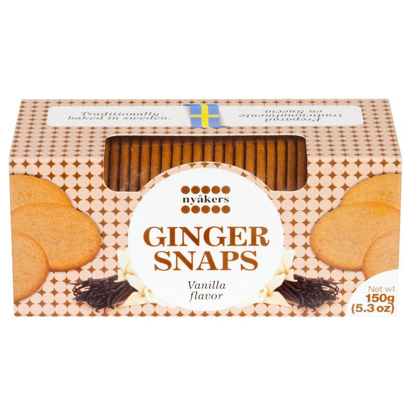 Nykers Swedish Gingersnaps Cookies, Vanilla Flavor, 150g Box (Pack of 12)