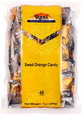 Rani Swad Orange Candy 7oz (200g) Individually Wrapped  Indian Tasty Treats | Vegan | Gluten Friendly | NON-GMO | Indian Origin