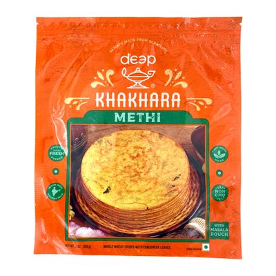Deep Methi Khakhara - 7 oz | 100% Natural Ingredient | Thin &amp; Crispy | Traditional Gujrati Indian Ready to Eat Snacks | Tasteful &amp; Healthy | Hygienically Vacuum Packed | Serve with Tea &amp; Coffee
