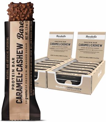 Barebells Protein Bars Caramel Cashew - 12 Count, Pack of 2 - Protein Snacks with 20g of High Protein - Chocolate Protein Bar with 1g of Total Sugars - Perfect on The Go Protein Snack &amp; Breakfast Bars