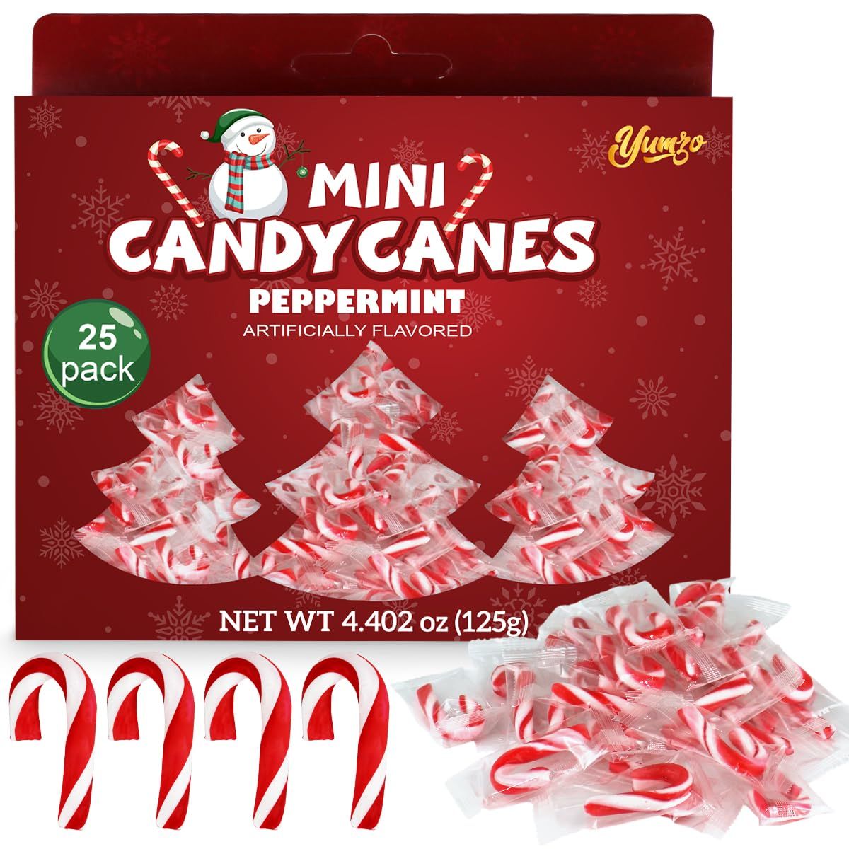 Christmas Mini Candy Canes Classic Red &amp; White Peppermint Flavor for Holiday Family Indulgement - Small Candy Canes Individually Wrapped for Kids &amp; Adults, Great Candy Cane Gift Set (25 Count)