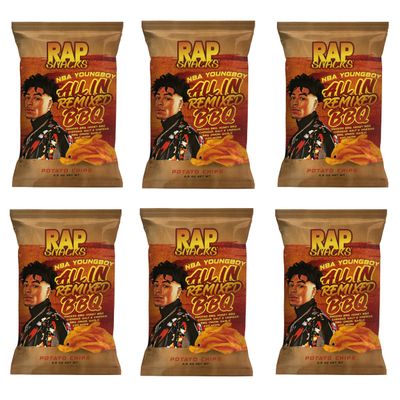 Rap Snacks YoungBoy Never Broke Again All In Remixed BBQ Potato Chips 2.5 Oz Bags - Pack of 6