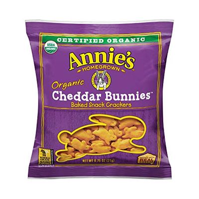 Annie&#39;s Organic Baked Snack Crackers, Single Serve, Cheddar Bunnies, 0.75 Oz (Pack of 100)