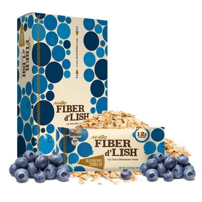 NuGo Fiber d&#39;Lish Blueberry Cobbler, 12g High Fiber, Vegan, 150 Calories, 1.6 Ounce (Pack of 16)