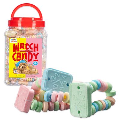 60 Candy Bracelet Watches Individually Wrapped, Taste Nostalgia with our Playful and Delicious Candy Jewelry, Perfect for Party Favors, Goody Bags and Birthdays, by 4YoreElves, Pack of 60 x 0.42oz