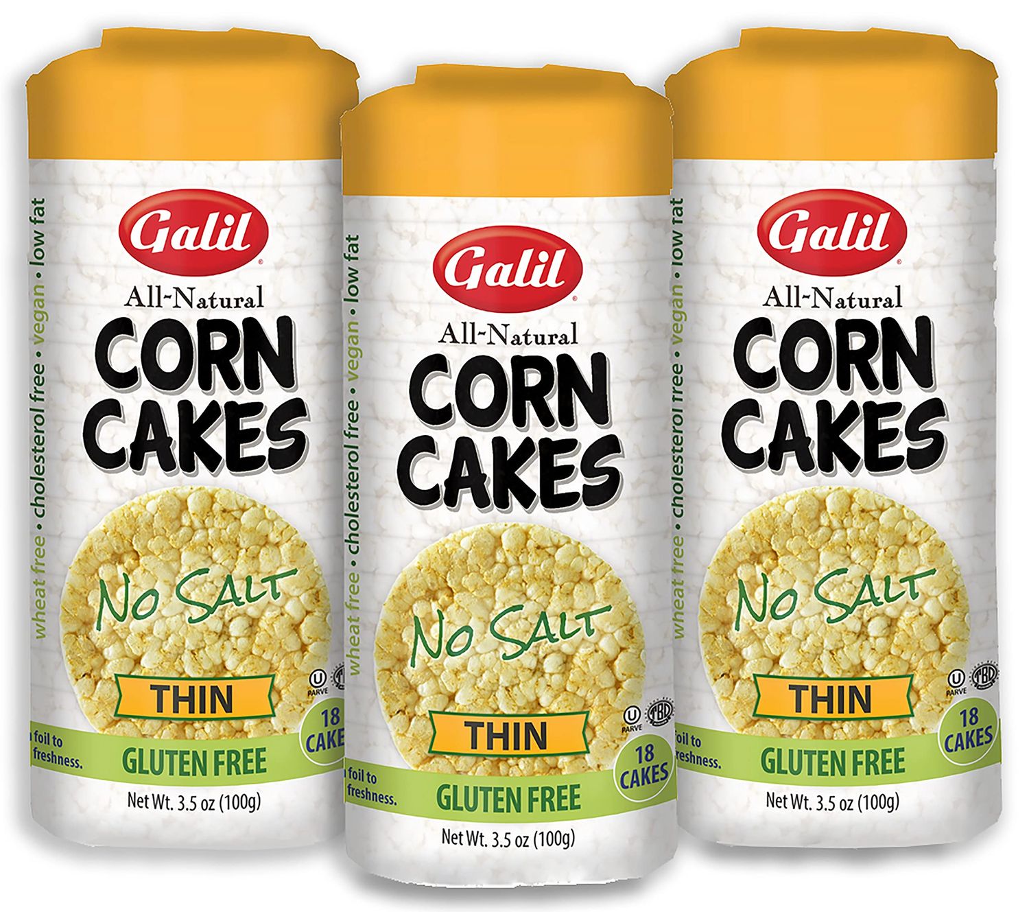 Galil Thin Corn Cakes | Corn Cakes No Salt Corn Snacks 3.5 Ounce (Pack Of 3) Gluten-Free Snack, Salt-Free Snacks,