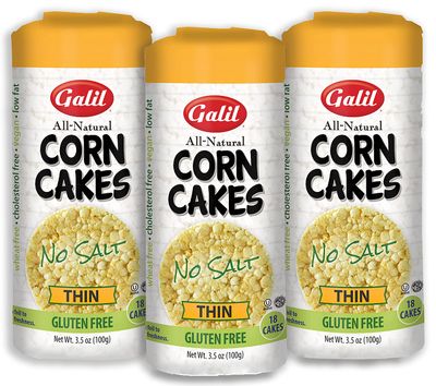 Galil Thin Corn Cakes | Corn Cakes No Salt Corn Snacks 3.5 Ounce (Pack Of 3) Gluten-Free Snack, Salt-Free Snacks,