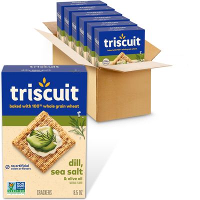 Triscuit Dill, Sea Salt &amp; Olive Oil Whole Grain Wheat Crackers, 6 - 8.5 oz Boxes