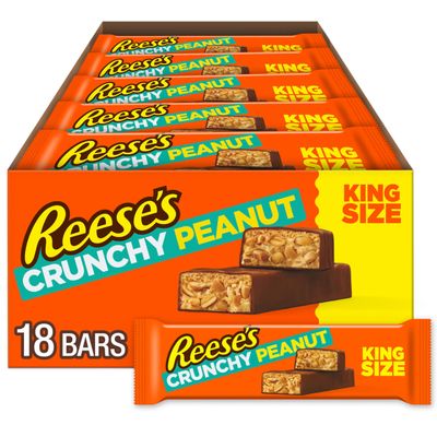 REESE&#39;S Crunchy Peanut Peanut Butter and Peanuts King Size, Candy Bars, 3.2 oz (18 Count)