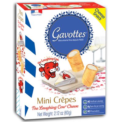 Gavottes French Laughing Cow Cheese Filled Mini Crispy Crepes | Crepe Crackers with Laughing Cow Cheese Filling | Ready to Eat Crispy Crepes Snack | Gavottes Crispy Crepes From France (2.12oz60g)