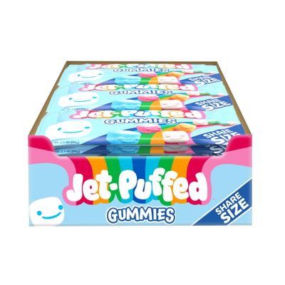 Kraft Jet-Puffed Marshmallow Gummy Peg Bags - Soft &amp; Chewy Marshmallow-Flavored Treats - Perfect for Snacking &amp; Sharing - Box of 12