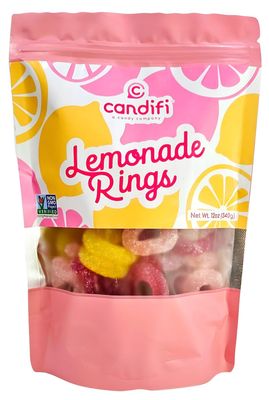 Candifi Lemonade Rings - Sweet &amp; Tangy Gummy Candy - Non-GMO, Gluten-Free, Vegan-Friendly, Kosher - Made with Natural Flavors &amp; Colors - 12oz Resealable Pouch - Perfect for Snacking &amp; Gifting