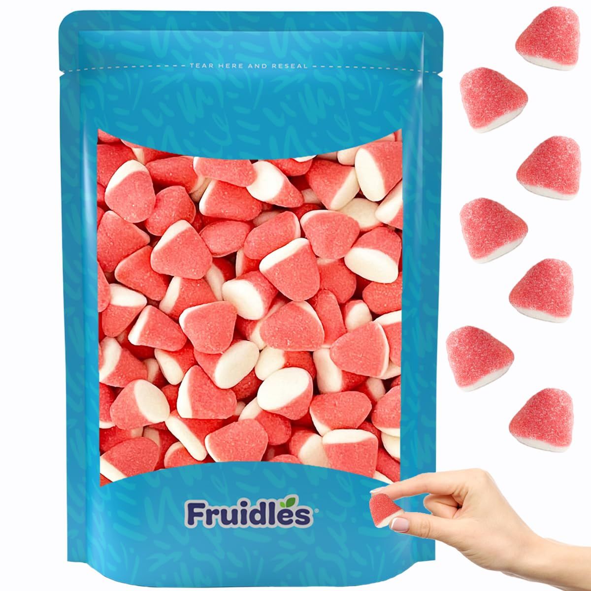 Fruidles Strawberry Gummy Drops Candy, Delicious Sugar Coated Fruit Flavors Gummies (1 Pound)
