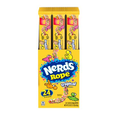 Nerds Rope Candy, Tropical Flavor, 0.92 Ounce Ropes (Pack of 24)