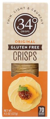 34 Degrees Original Gluten Free Crisps, Thin Light &amp; Crunchy Crisps, 4.5 Oz (Pack of 12)