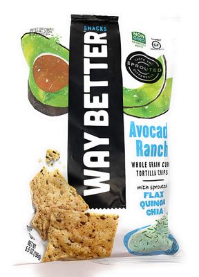 Way Better Snacks Whole Grain Corn Tortilla Chips Avocado Ranch 5.5 oz, Pack of 2