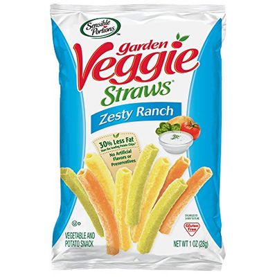 Sensible Portions Garden Veggie Straws, Zesty Ranch, 1 Oz (Pack of 36)