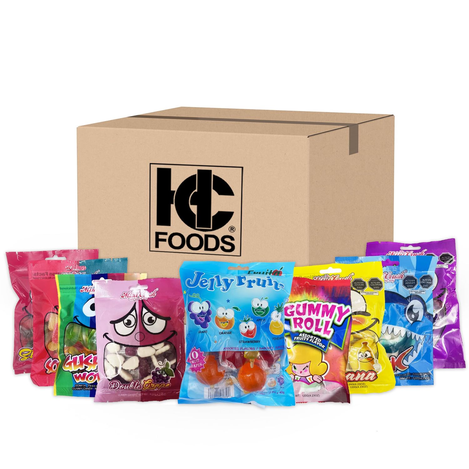 Generic Assorted Gummies Plus Jelly Fruit Bag, Variety Pack Individually Packaged, Flavorful Flavors Strawberry, Baya Berries, Grape, Banana, and More Perfect for Snacking, Party Bags, and More