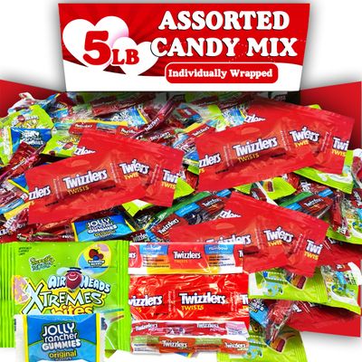 Assorted Candy Variety Pack, 5 LB Individually Wrapped Bulk Mix, Party Candy Assortment, Snack Size Candy for Kids, Birthdays, Party Favors, Includes Twizzles, JollyRanchers, and More