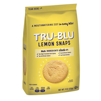 TRU BLU Lemon Snap Cookies, No artificial ingredients, No High Fructose Corn Syrup, Made in the USA, 9 Ounce (Pack of 3)